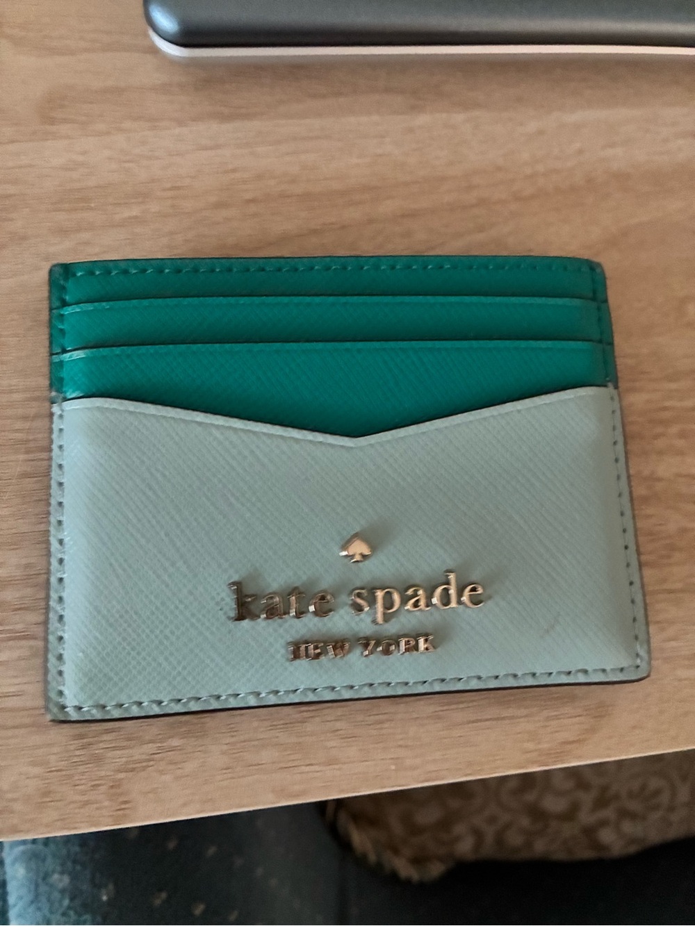 kate spade Mint and Teal Leather Card Case